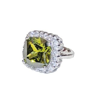 .Brunswick Color CZ Stone Silver Tone Ring